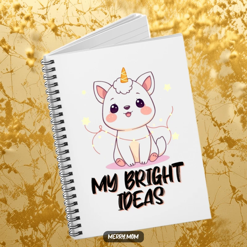 Funny Notebook: A joyful animal nestled amongst twinkling fairy lights, perfect for journaling and creative thoughts.