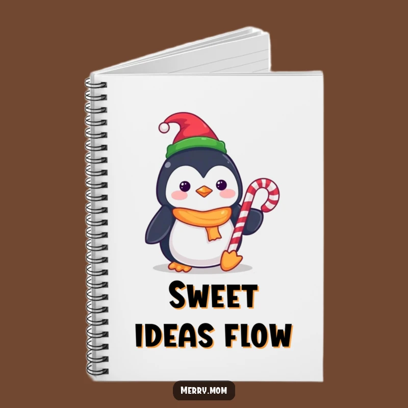 Funny Kawaii Penguin Notebook: Elf Hat Candy Cane Notes, Cute Journal Gift