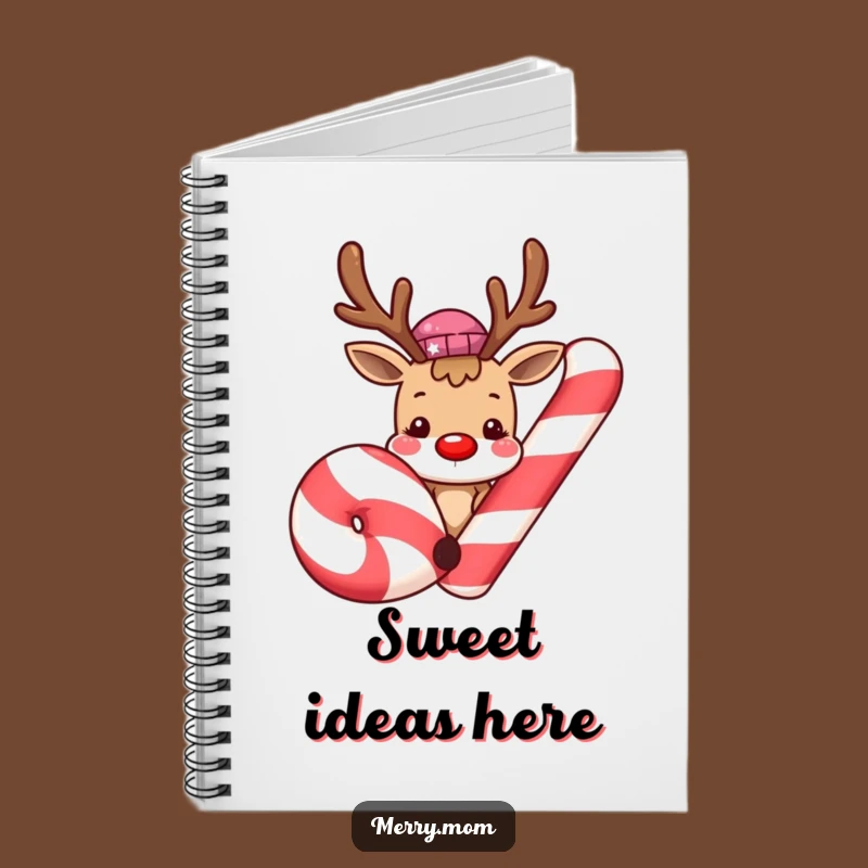 Funny Reindeer Candy Cane Notebook: Cute Christmas Journal, Holiday Gift