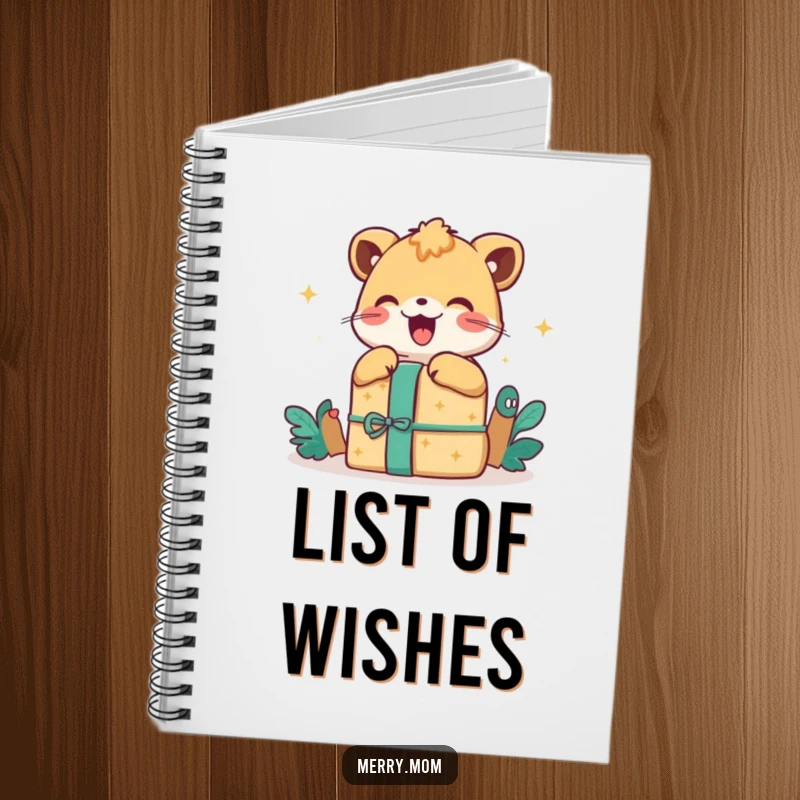Happy Animal Gift Notebook, featuring an excited animal unwrapping a present, perfect for notes and party planning.