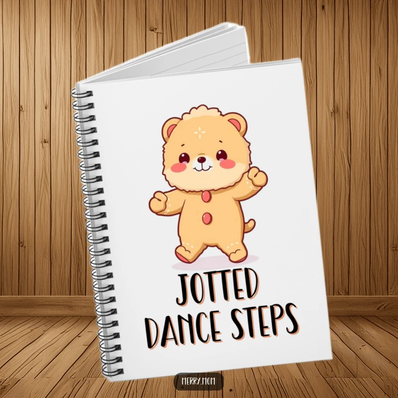 Funny notebook with a fluffy animal dressed as a gingerbread man, doing a jig, ideal for holiday notes.