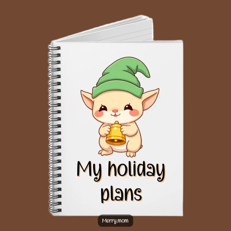 Funny Elf Creature Notebook with Bell - Journaling Gift