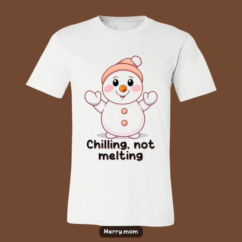 Funny Snowman Waving T-Shirt - Cheerful Winter Character Tee, Great Gift