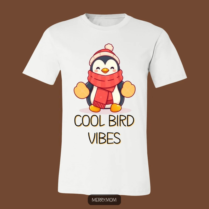 Funny Penguin T-Shirt: Festive Scarf, Mittens, Cool Funny Gift!
