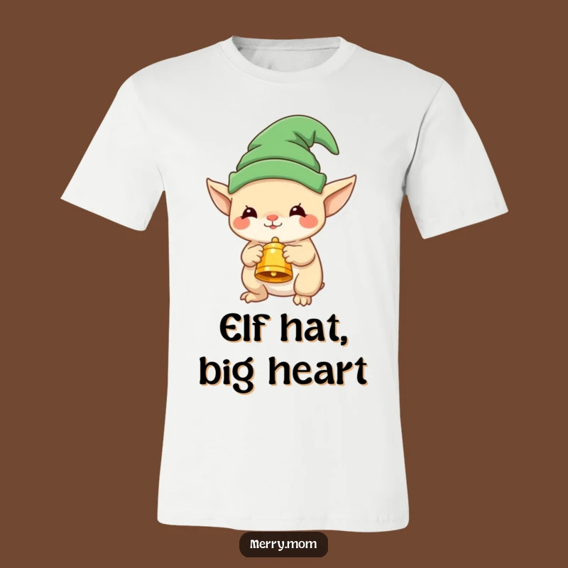Funny Elf Creature T-Shirt with Festive Bell - Hilarious Holiday Apparel