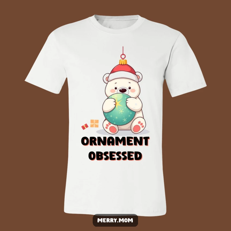 Funny Kawaii Polar Bear Christmas T-Shirt: Adorable Hugging Ornament Tee