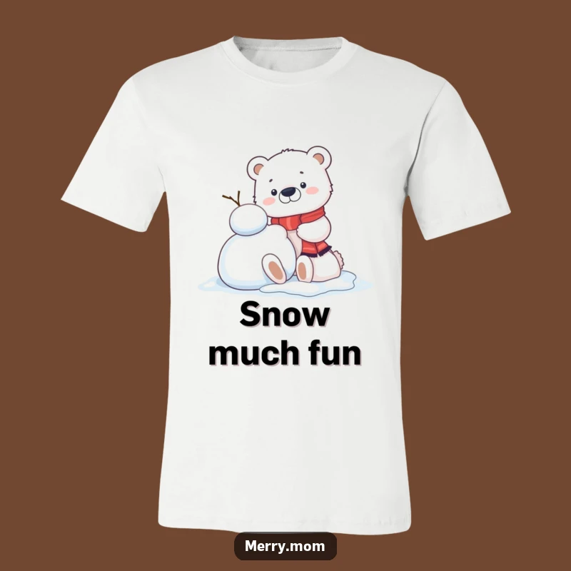 Funny Kawaii Polar Bear Cub T-Shirt: Snowman Fun, Cute Winter Graphic Tee