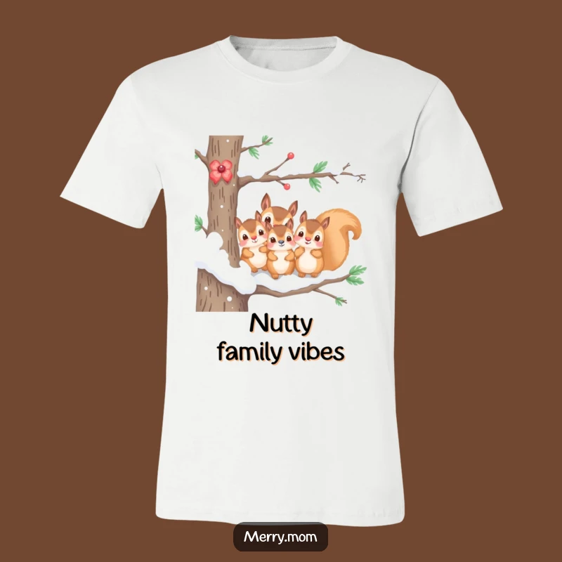 Funny T-Shirt: Kawaii Squirrel Family Snow Branch - Cute Winter Gift