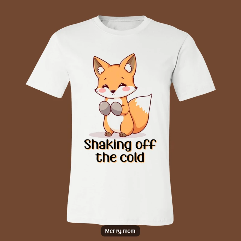 Funny Kawaii Fox T-Shirt: Mittens Snowflakes Fun, Cute Winter Graphic Tee