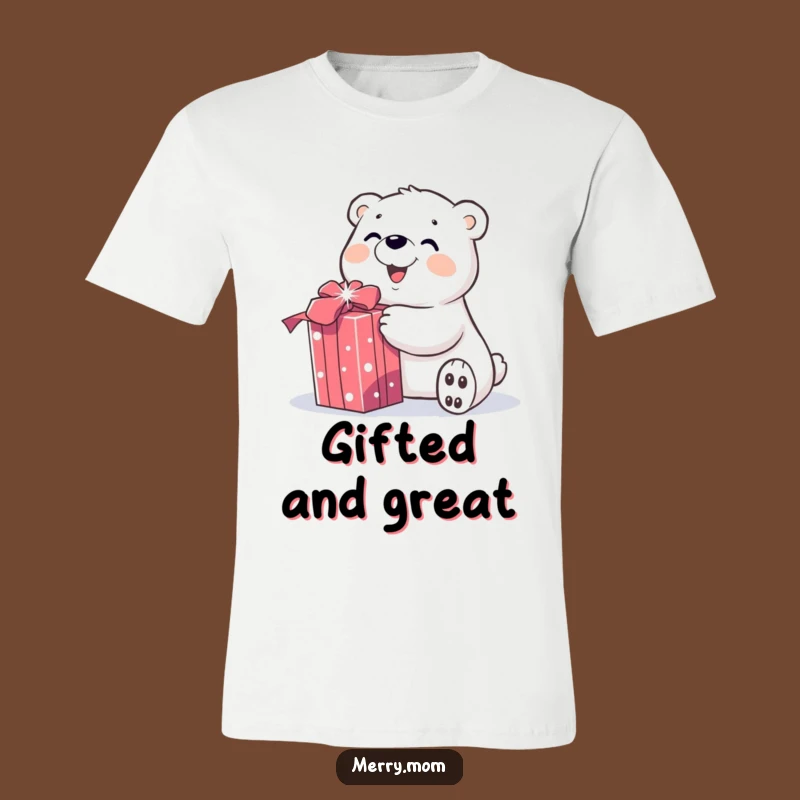 T-Shirt: Funny Polar Bear Unwrapping Gift - Spread Joy This Season!
