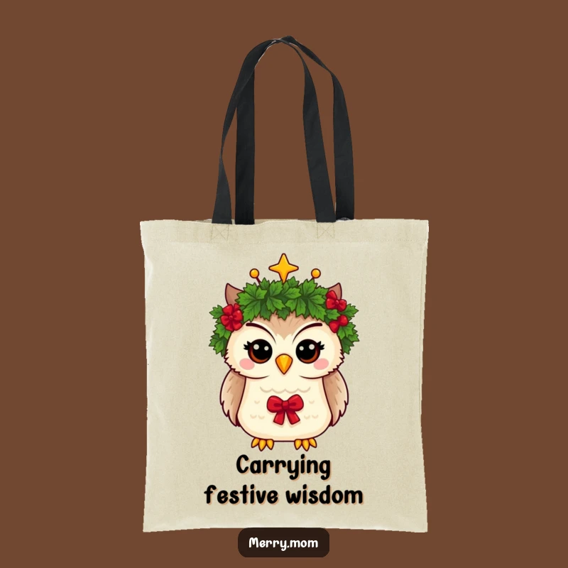 Funny Owl Wreath Crown Tote Bag: Carry Your Holiday Spirit in Style