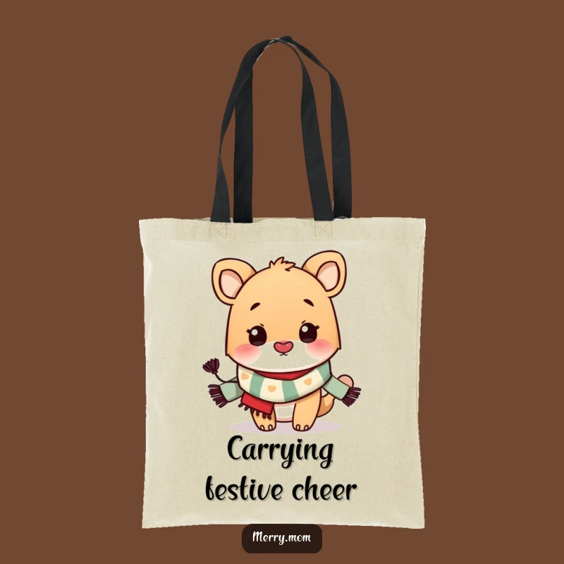 Funny Animal Kiss Tote Bag: Cute Festive Scarf Carryall, Ideal Funny Gift for Shoppers