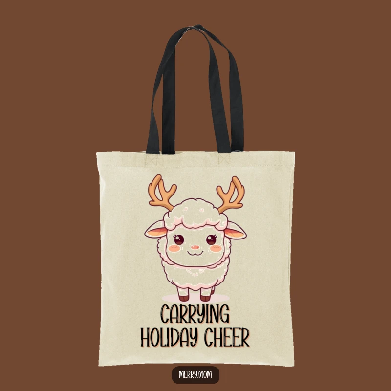 Funny Sheep Antlers Tote Bag: Your Hilarious Holiday Go-To Carry-All Gift
