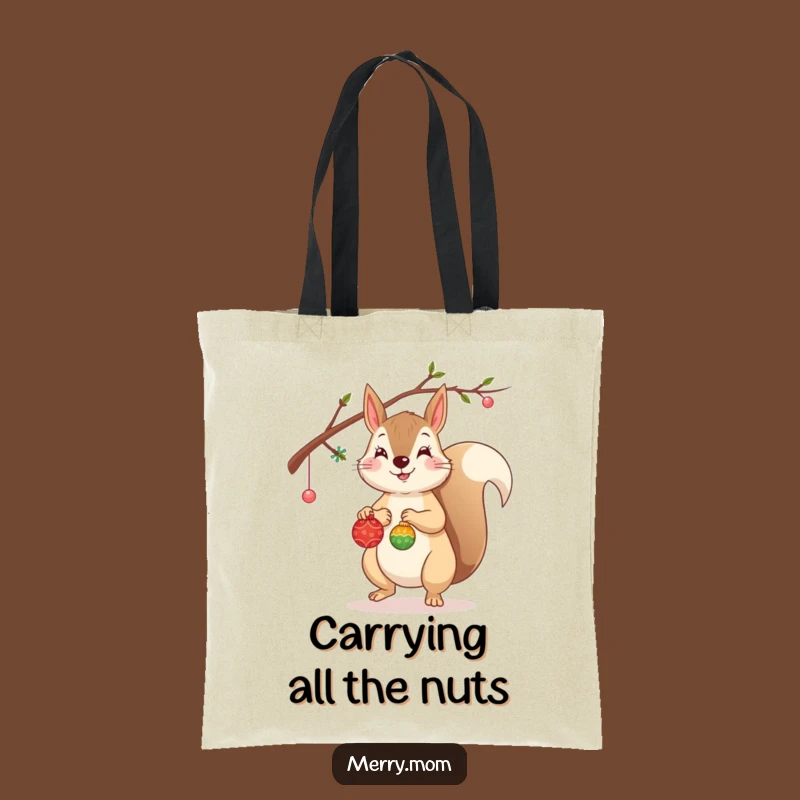 Funny Squirrel Tote Bag: Decorating Branch, Handy Funny Gift!