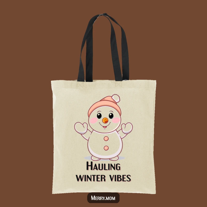 Funny Snowman Waving Tote Bag - Cheerful Character Bag, Perfect Winter Gift