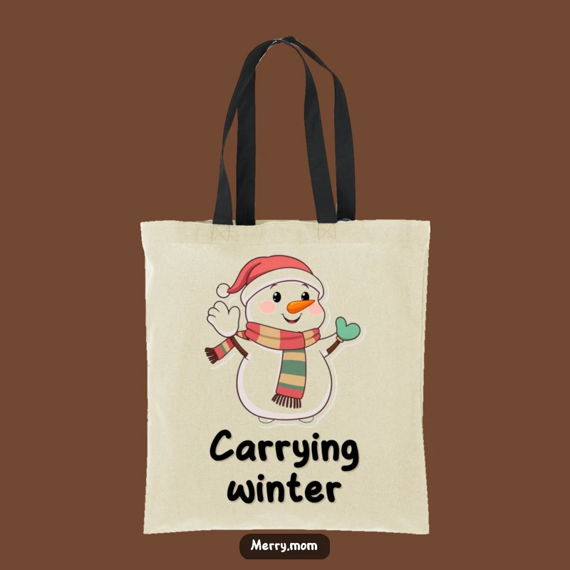 Tote Bag: Funny Snowman Waving - Carry Your Winter Cheer!